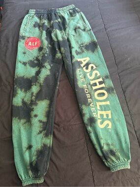 ASSHOLES Tie-Dye Green & Black Jogger Sweatpants